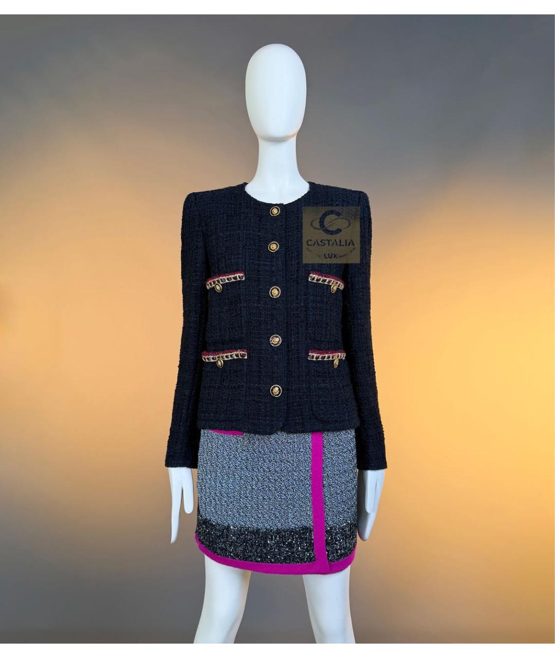 CHANEL Черный твидовый жакет/пиджак, фото 5