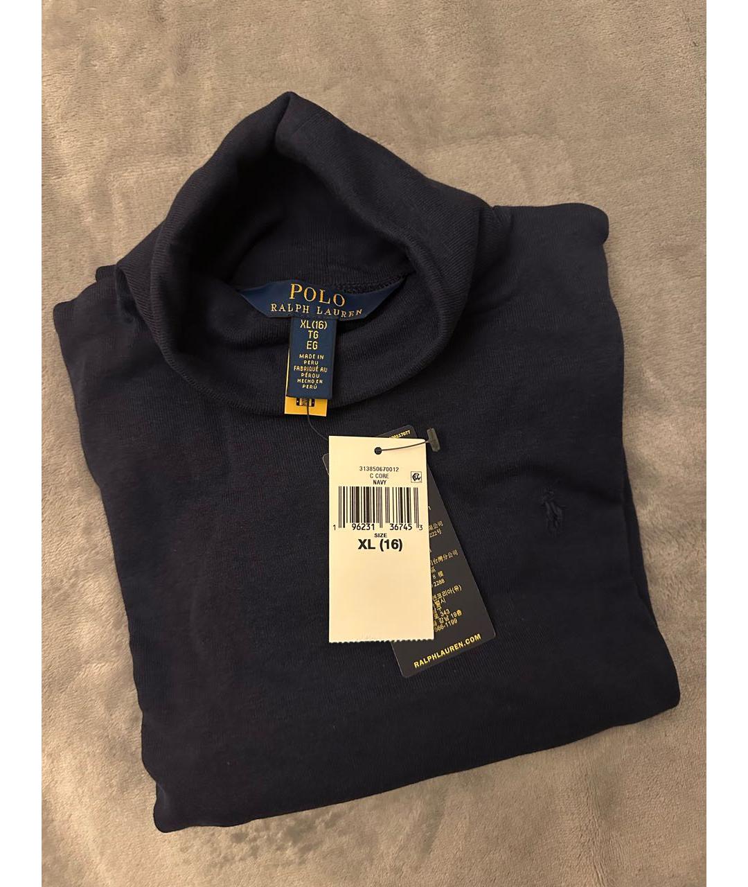 POLO RALPH LAUREN Темно-синяя хлопковая водолазка, фото 3