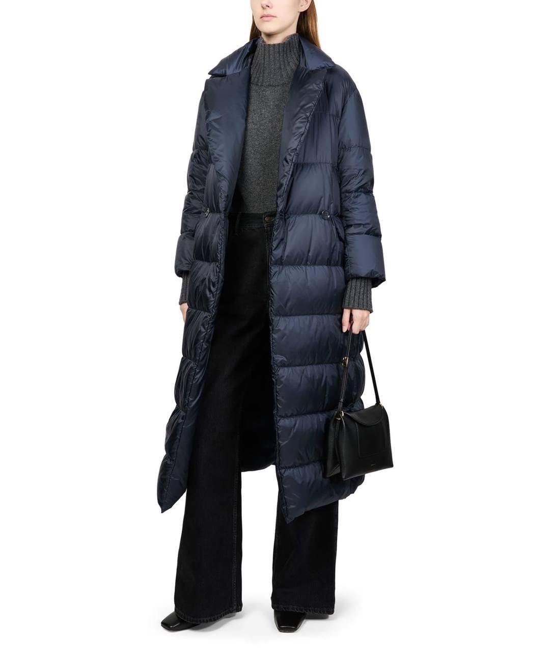 MAX MARA THE CUBE Темно-синее полиэстеровое пальто, фото 6