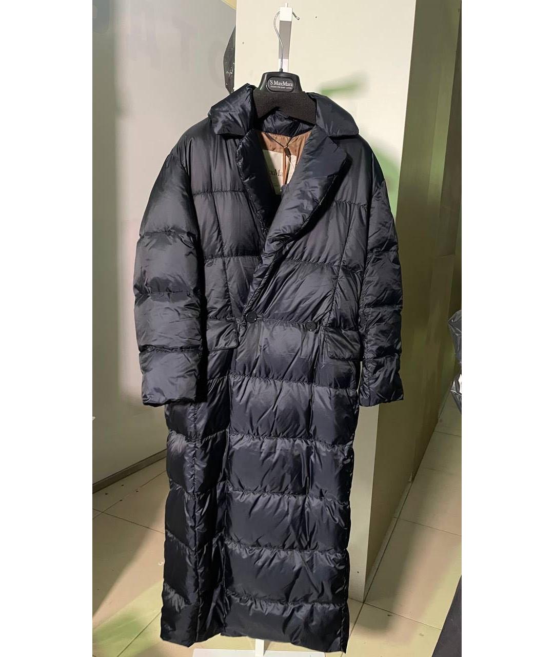 MAX MARA THE CUBE Темно-синее полиэстеровое пальто, фото 4