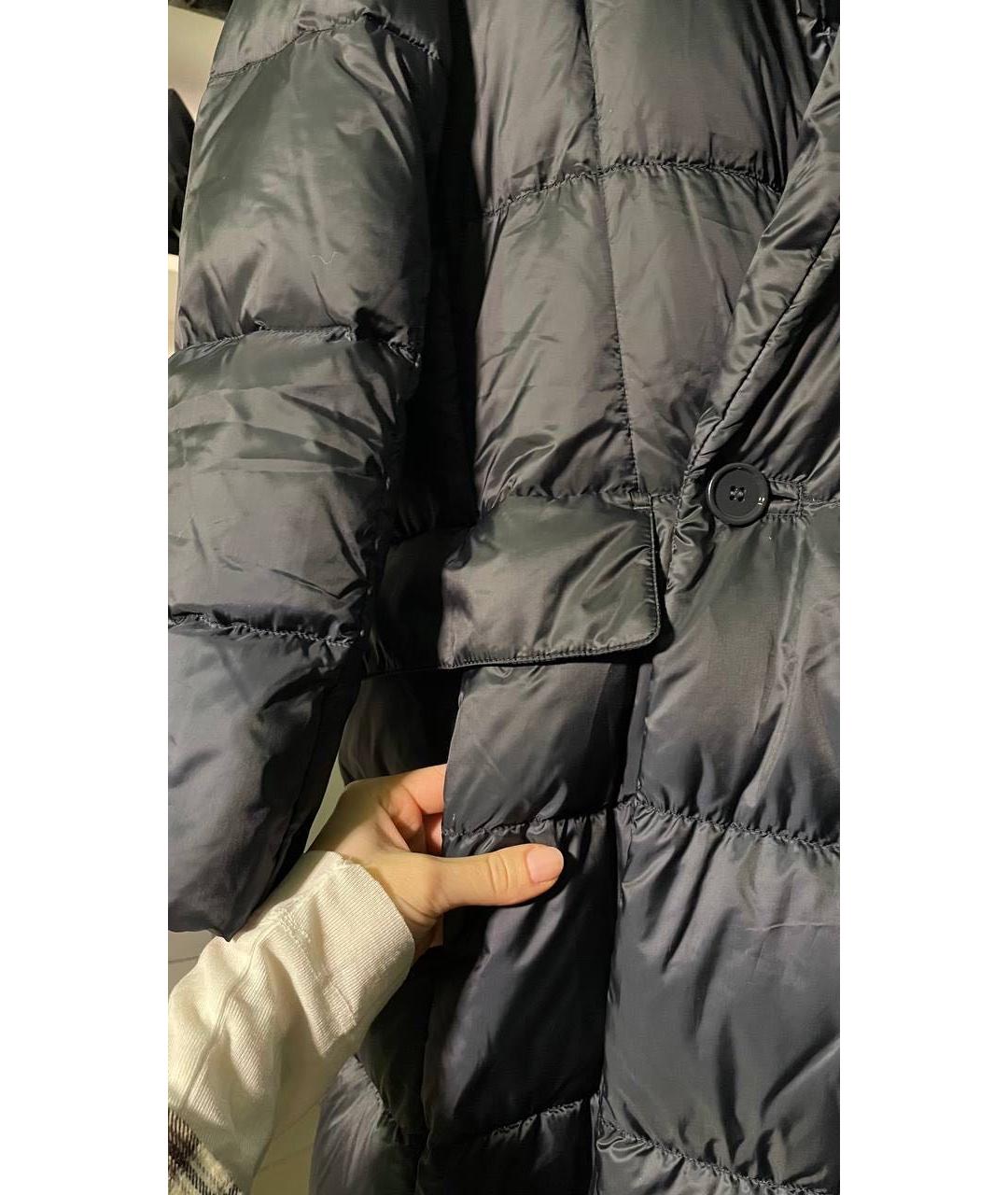 MAX MARA THE CUBE Темно-синее полиэстеровое пальто, фото 5