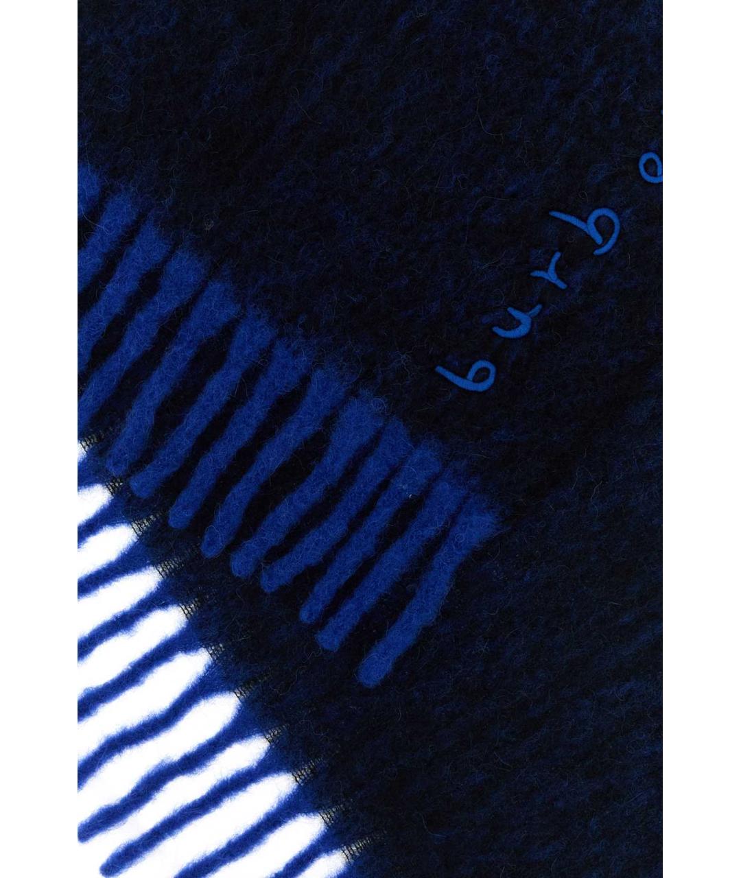 BURBERRY Синий шерстяной шарф, фото 2