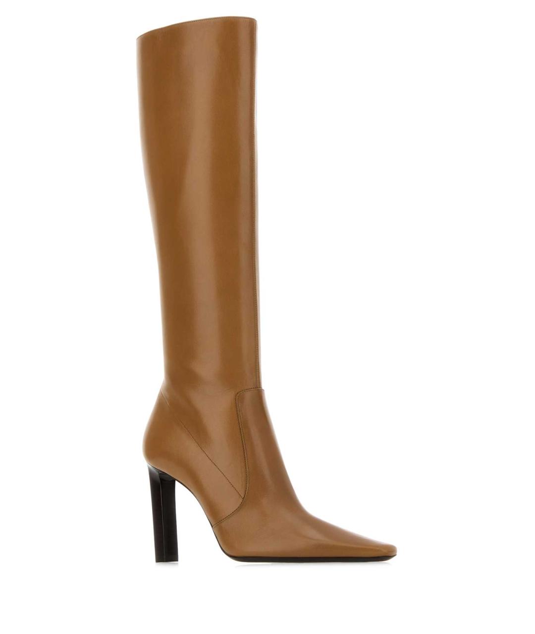 SAINT LAURENT Бежевые кожаные сапоги, фото 2