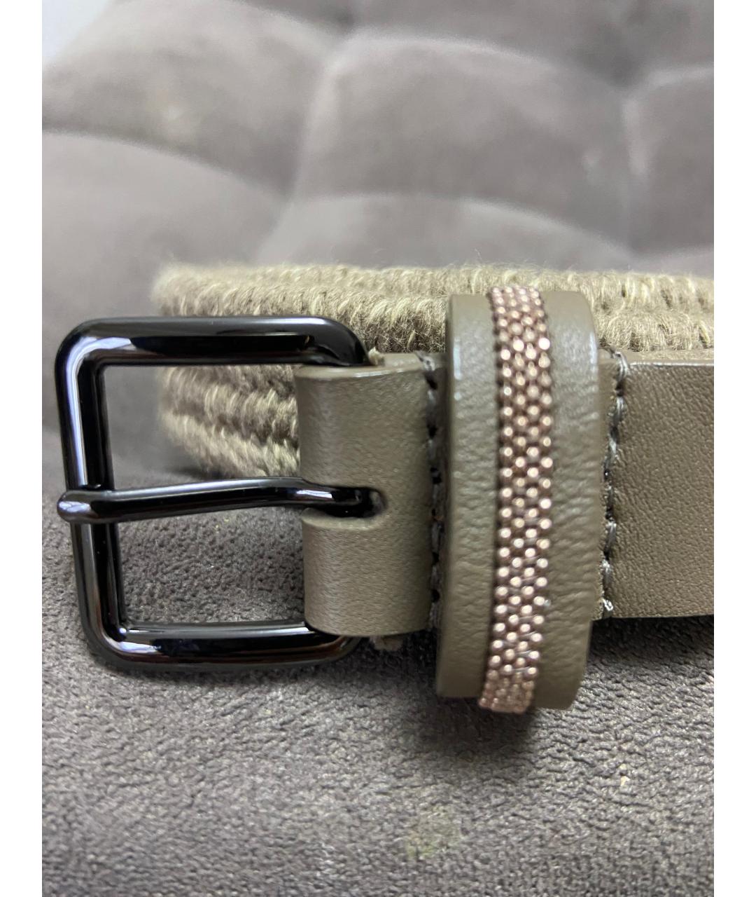 BRUNELLO CUCINELLI Бежевый пелетеный ремень, фото 3