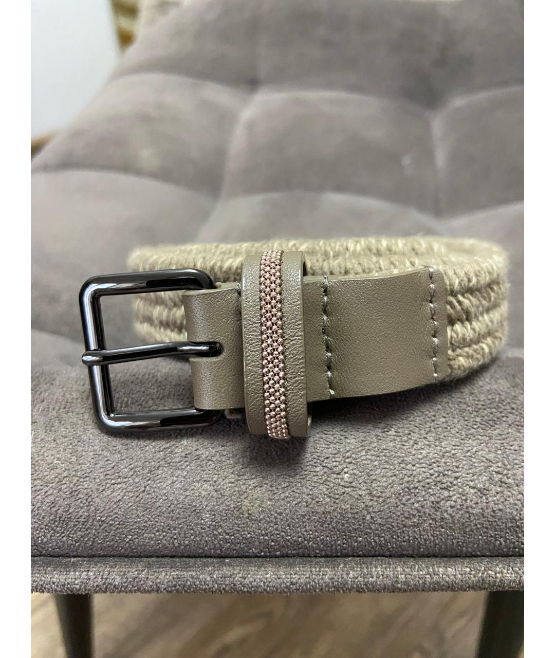 BRUNELLO CUCINELLI Бежевый пелетеный ремень, фото 4