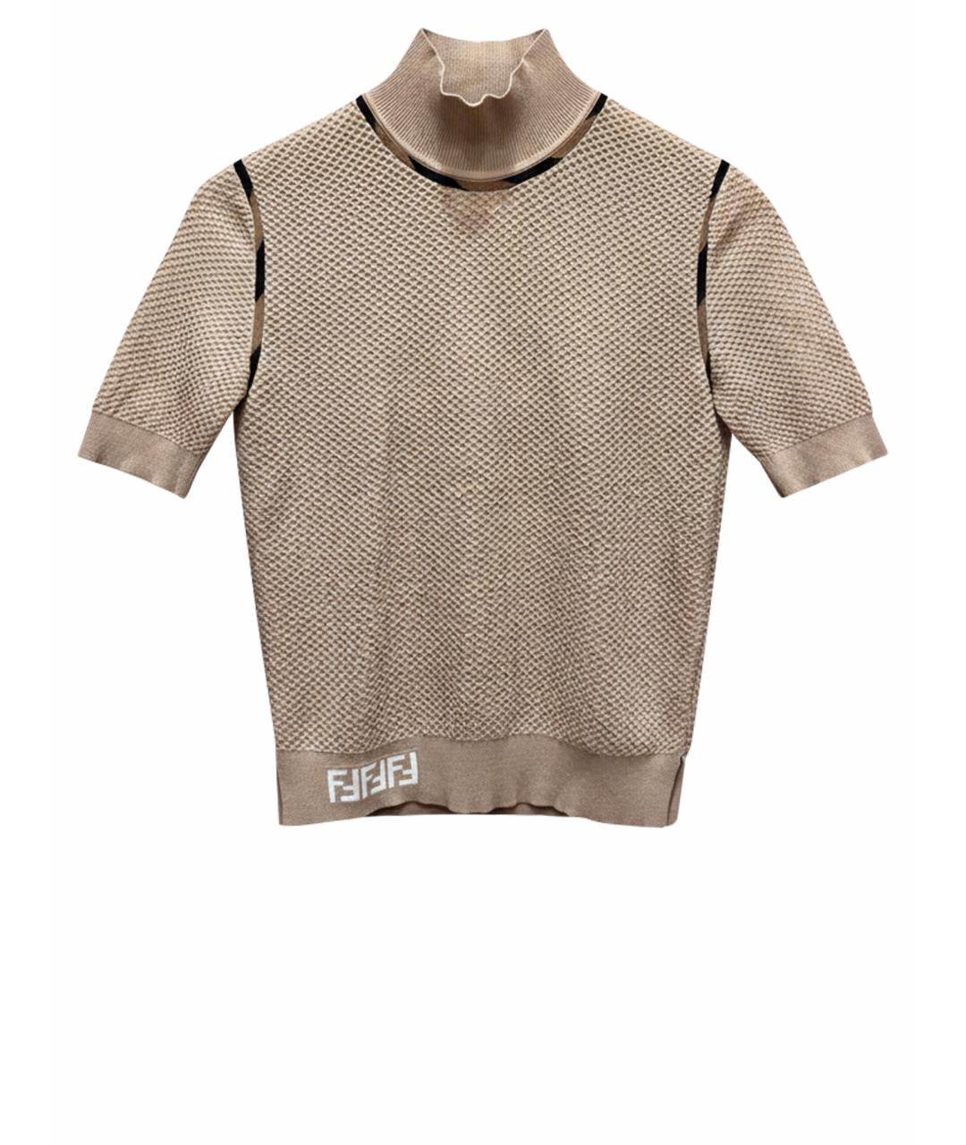FENDI Бежевая вискозная водолазка, фото 1