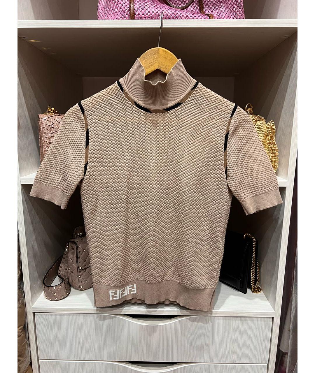 FENDI Бежевая вискозная водолазка, фото 6