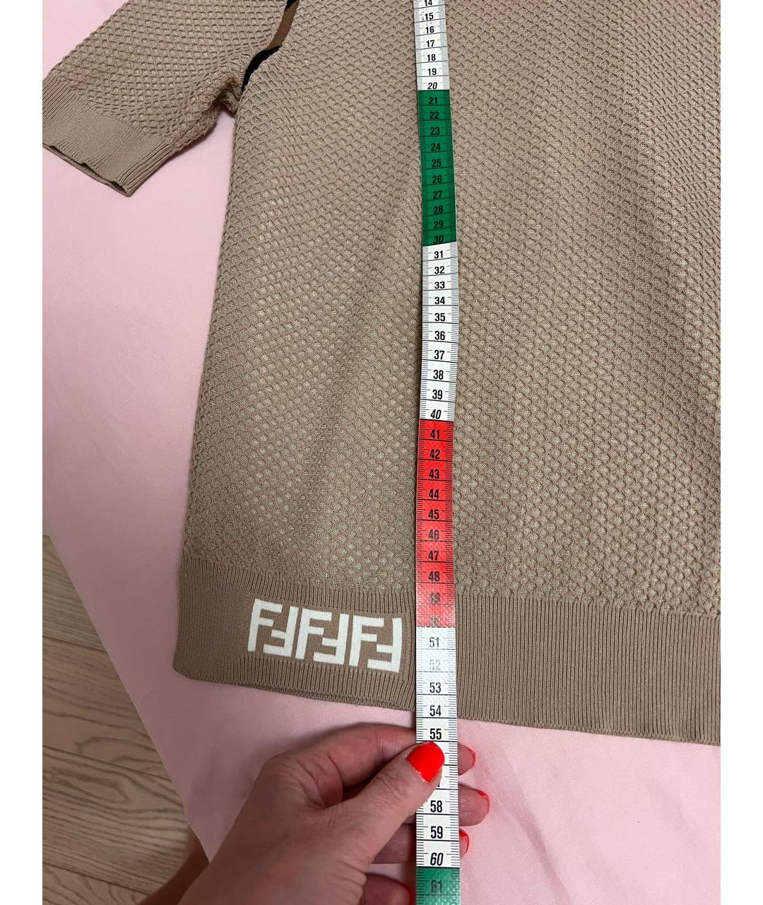 FENDI Бежевая вискозная водолазка, фото 4