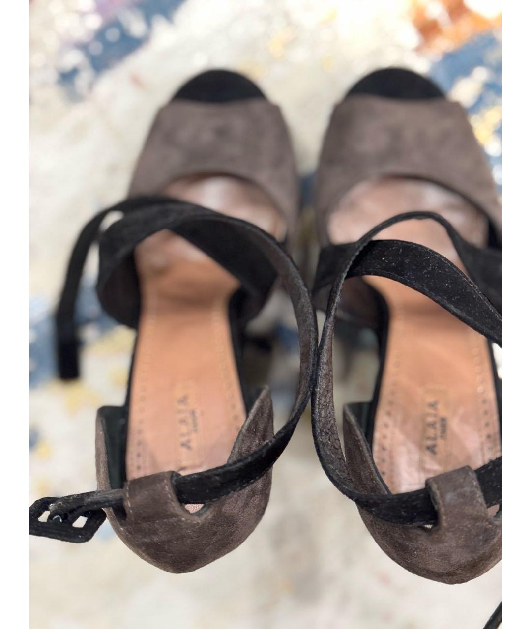 ALAIA Коричневые нубуковые босоножки, фото 2