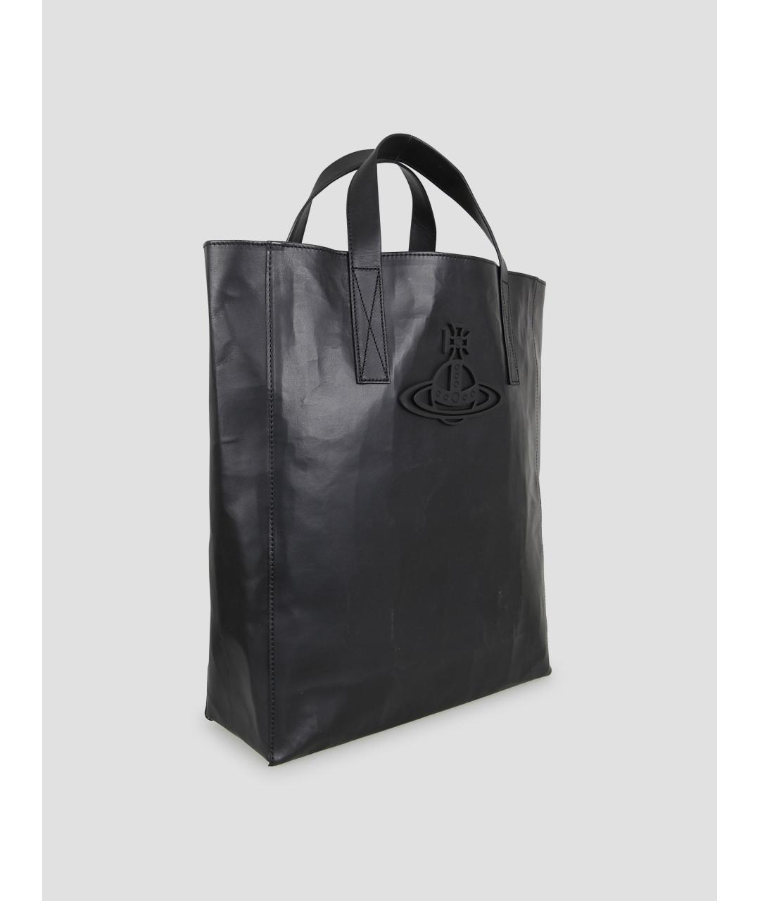 VIVIENNE WESTWOOD Черная кожаная сумка через плечо, фото 2