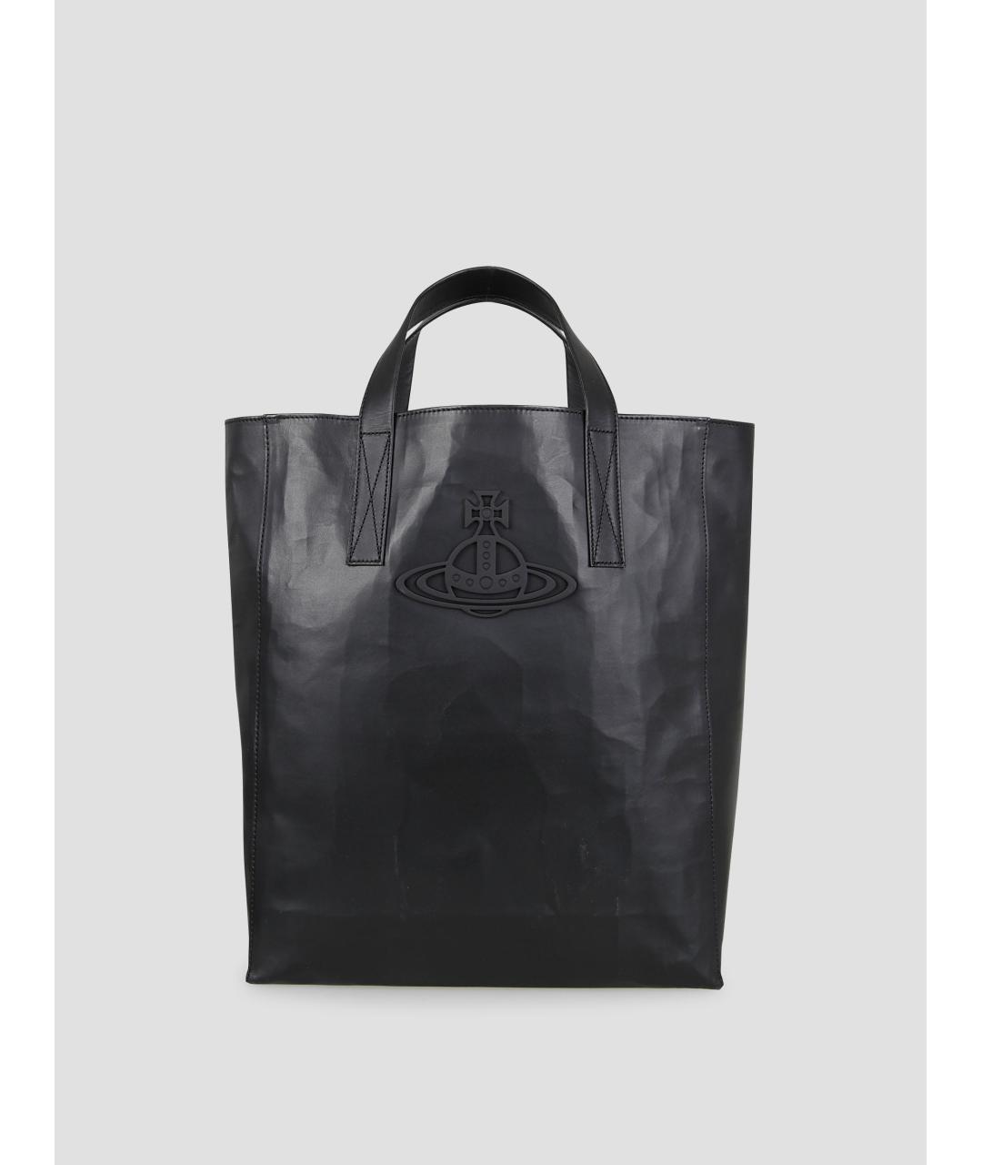 VIVIENNE WESTWOOD Черная кожаная сумка через плечо, фото 4