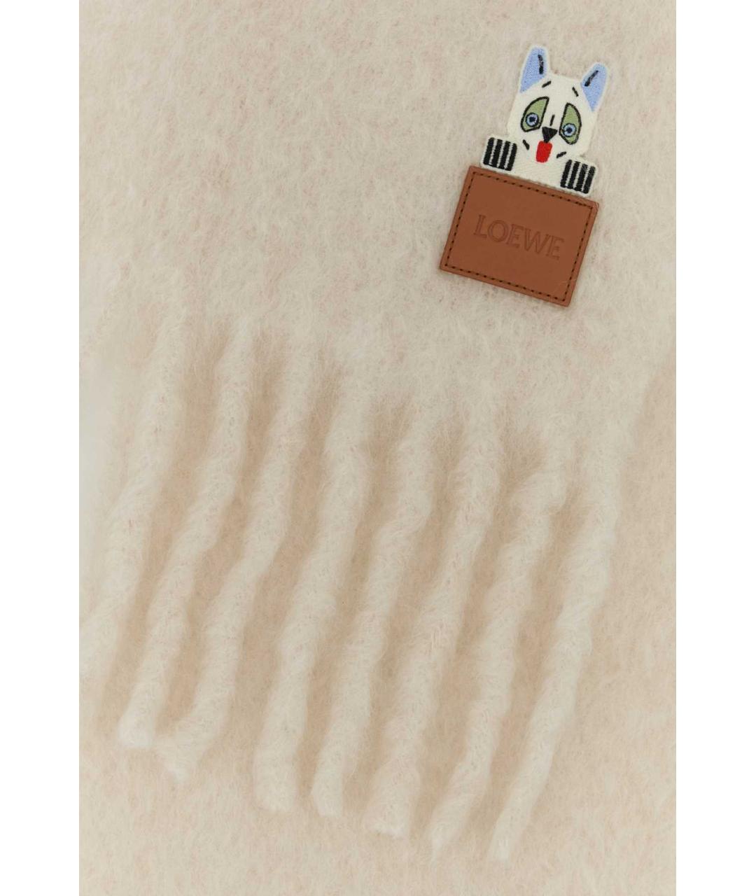 LOEWE Белый шерстяной шарф, фото 2