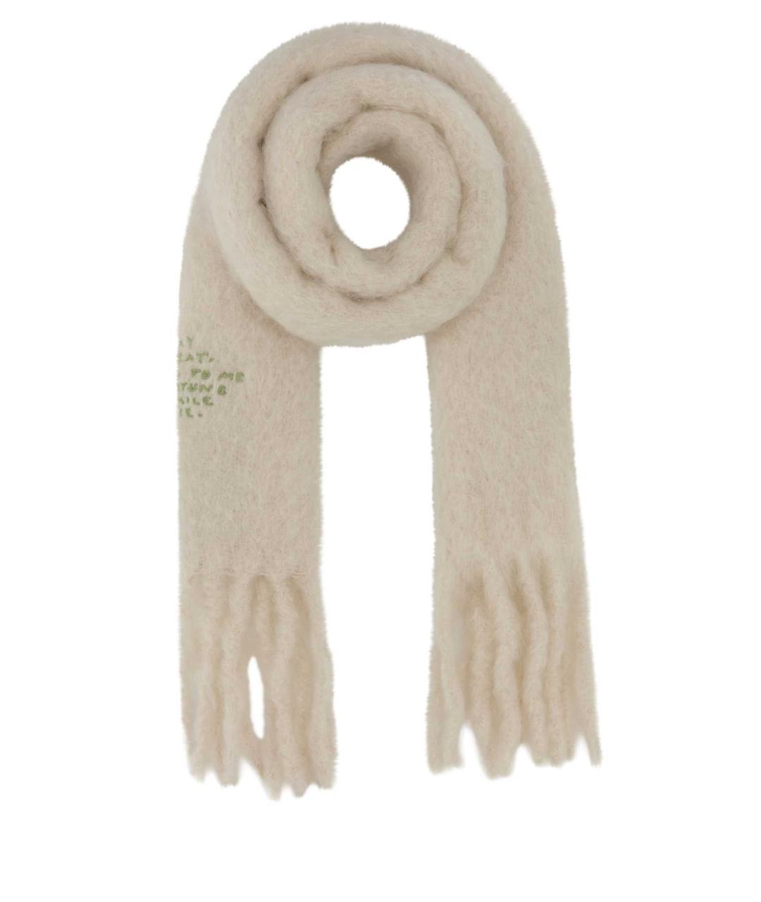 LOEWE Белый шерстяной шарф, фото 1