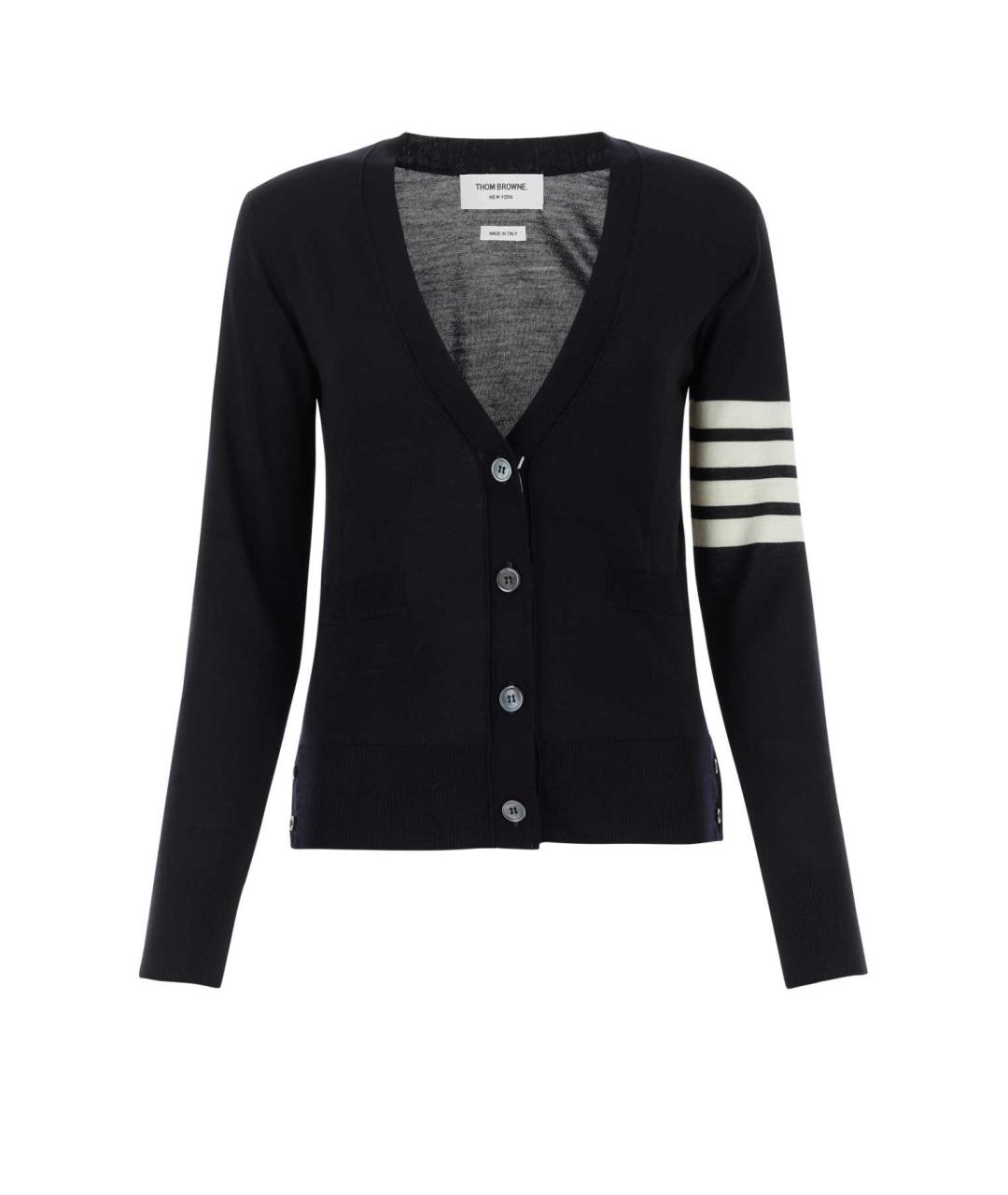 THOM BROWNE Черный шерстяной кардиган, фото 1