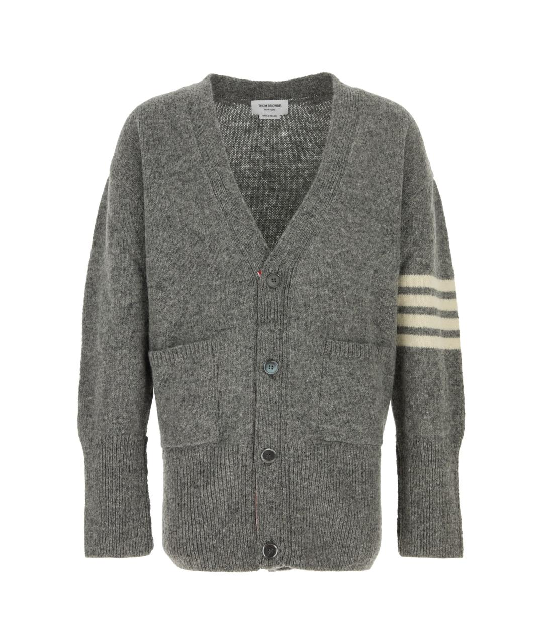 THOM BROWNE Серый шерстяной кардиган, фото 1