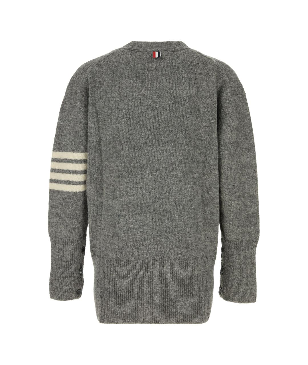 THOM BROWNE Серый шерстяной кардиган, фото 2