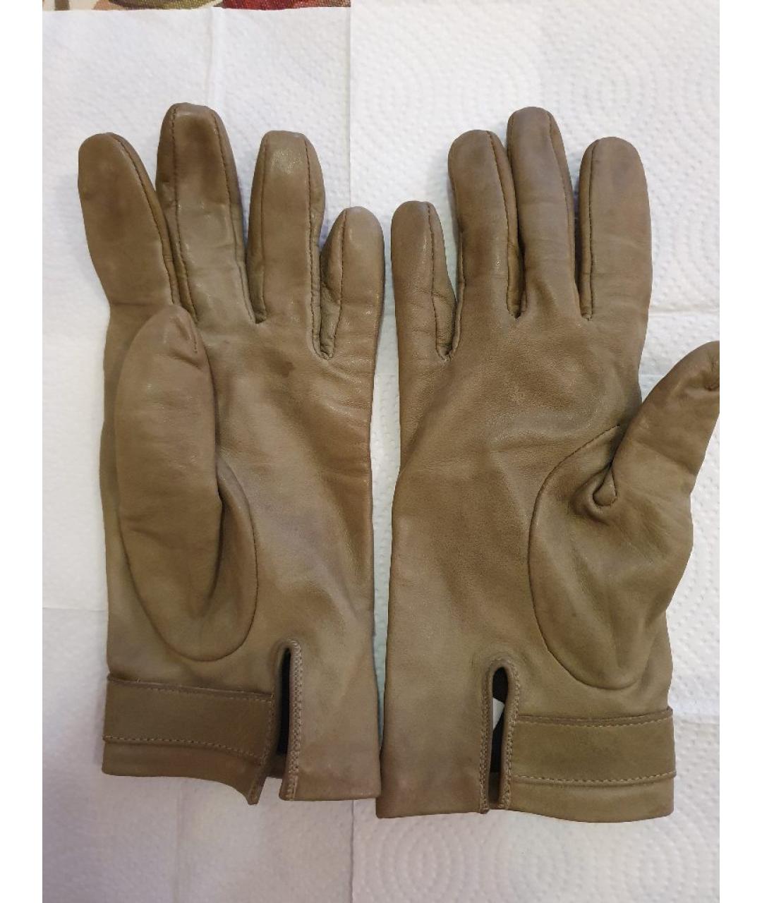 CHRISTIAN DIOR Серые кожаные перчатки, фото 2