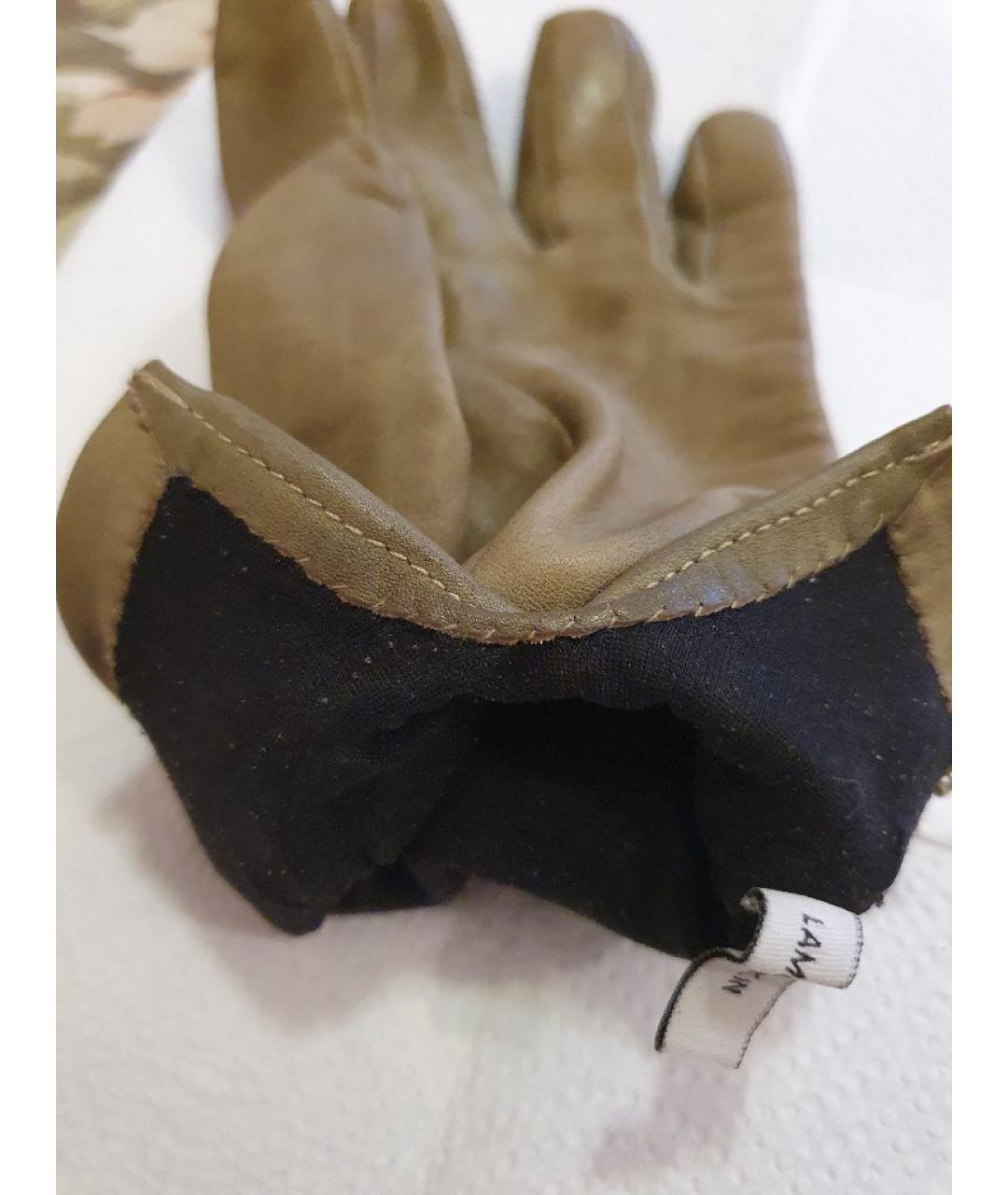 CHRISTIAN DIOR Серые кожаные перчатки, фото 5