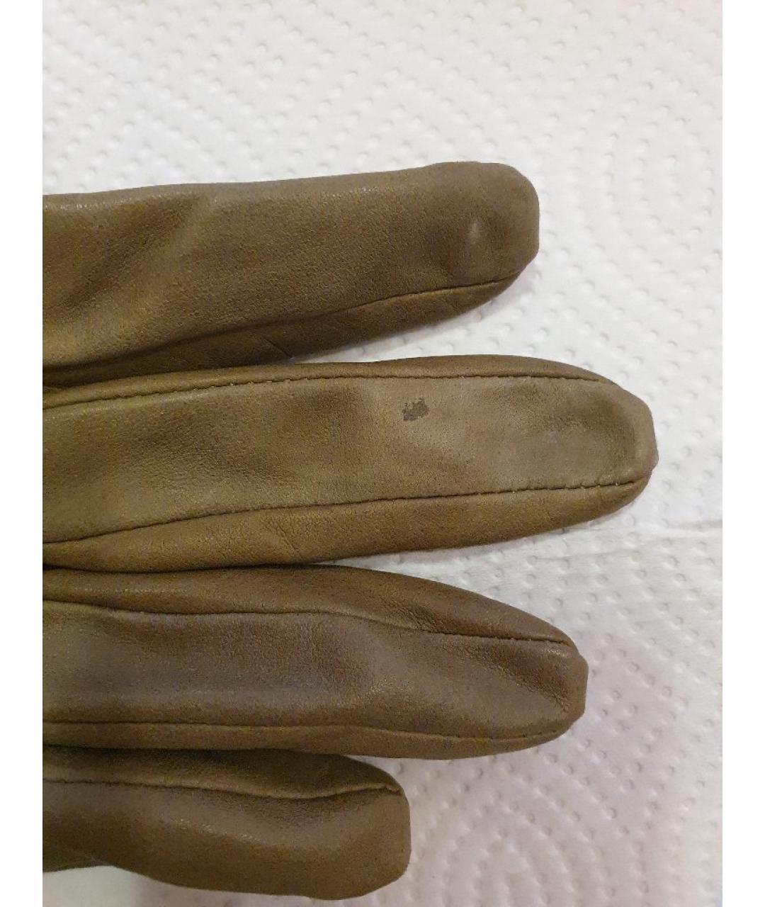 CHRISTIAN DIOR Серые кожаные перчатки, фото 6