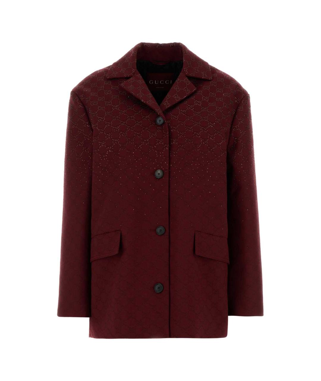GUCCI Бордовый хлопко-эластановый жакет/пиджак, фото 1