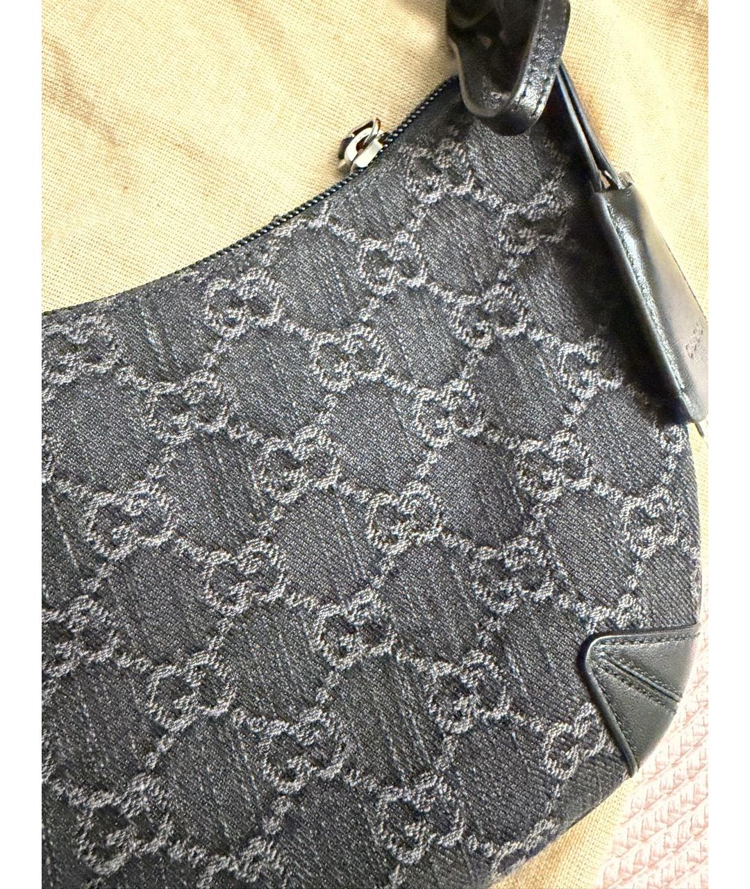 GUCCI Черная тканевая сумка с короткими ручками, фото 2