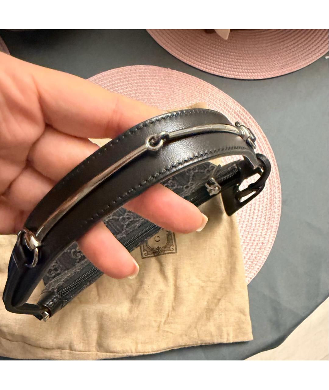 GUCCI Черная тканевая сумка с короткими ручками, фото 3