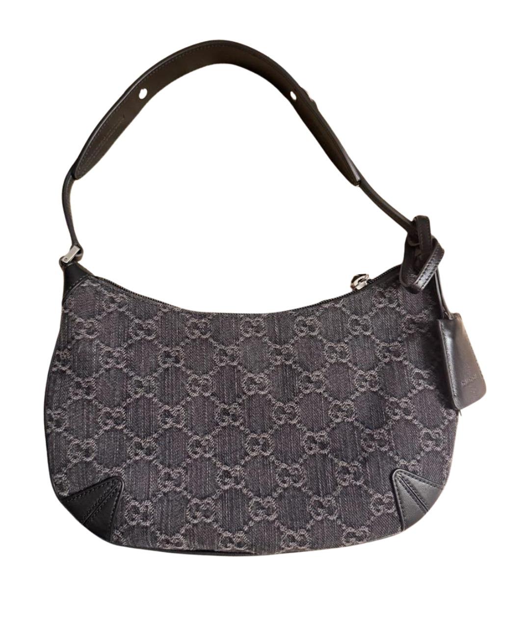 GUCCI Черная тканевая сумка с короткими ручками, фото 1