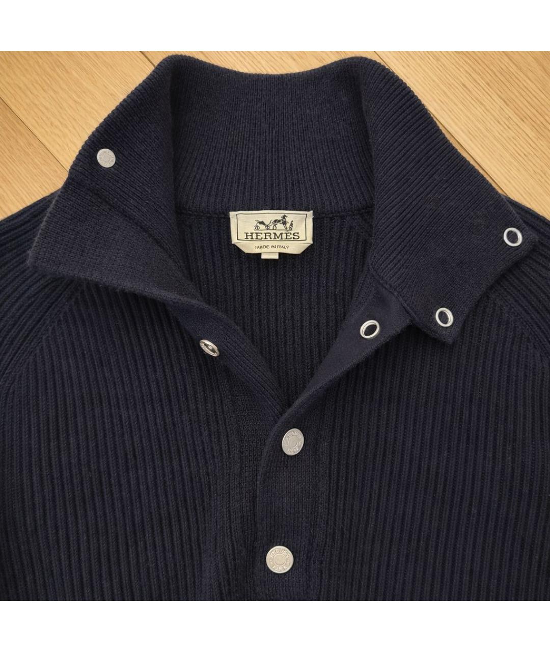 HERMES Темно-синий кашемировый джемпер / свитер, фото 3
