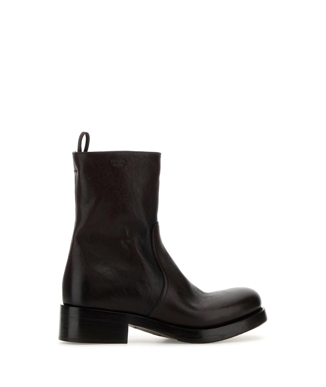 PRADA Коричневые кожаные ботинки, фото 3