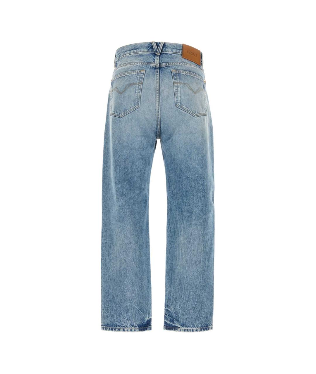 VERSACE Голубые хлопковые прямые джинсы, фото 2