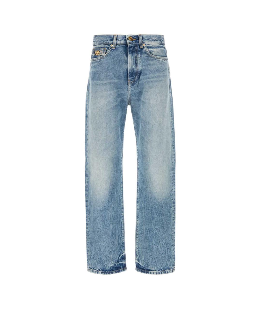VERSACE Голубые хлопковые прямые джинсы, фото 1