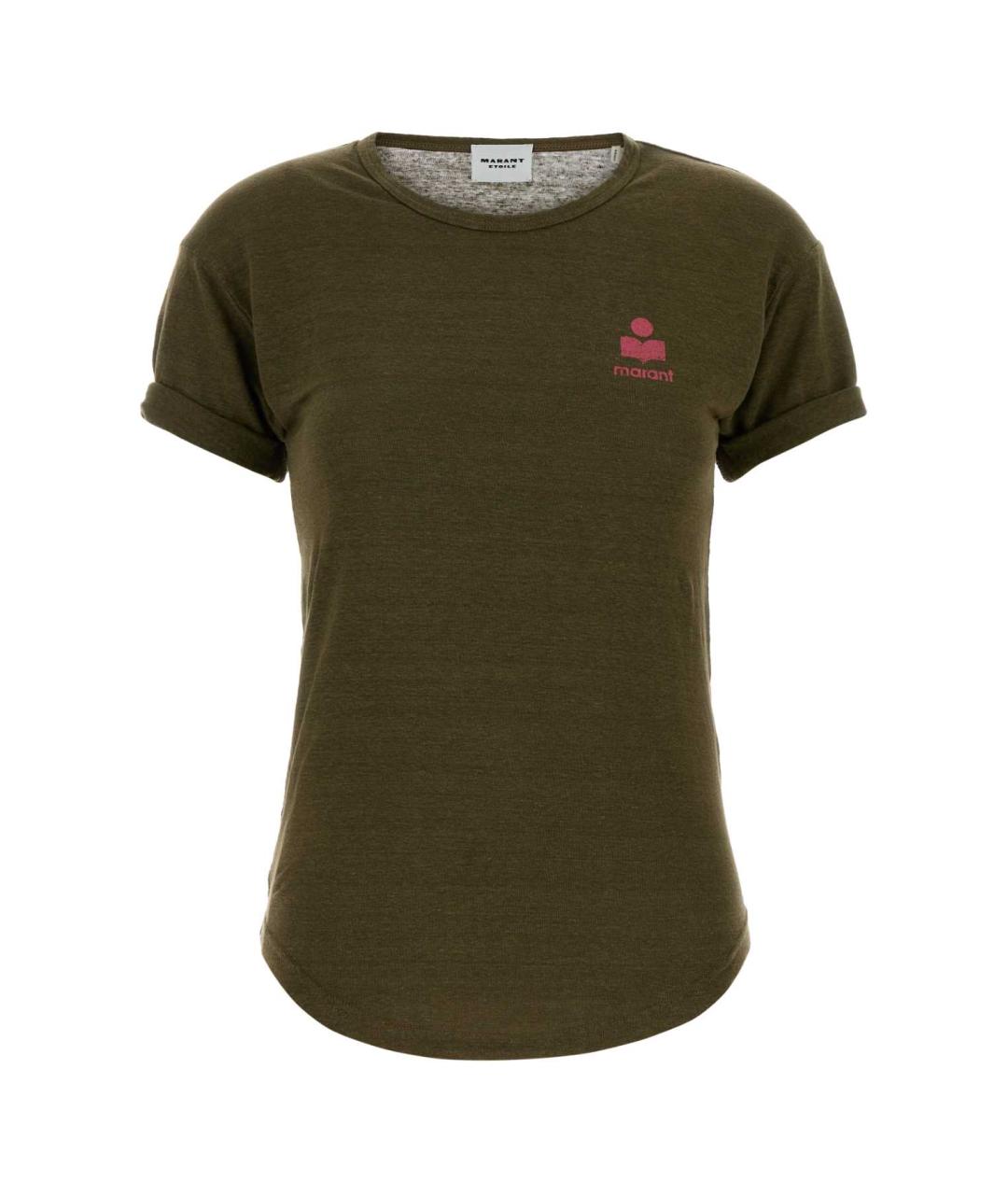 ISABEL MARANT Хаки льняная футболка, фото 1