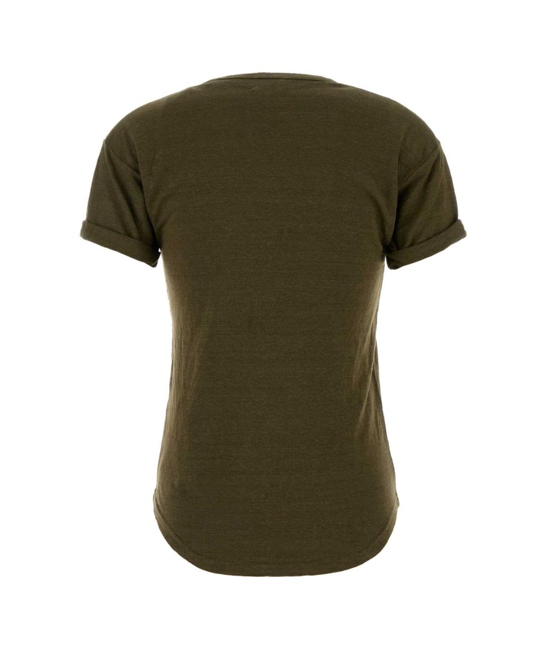 ISABEL MARANT Хаки льняная футболка, фото 2