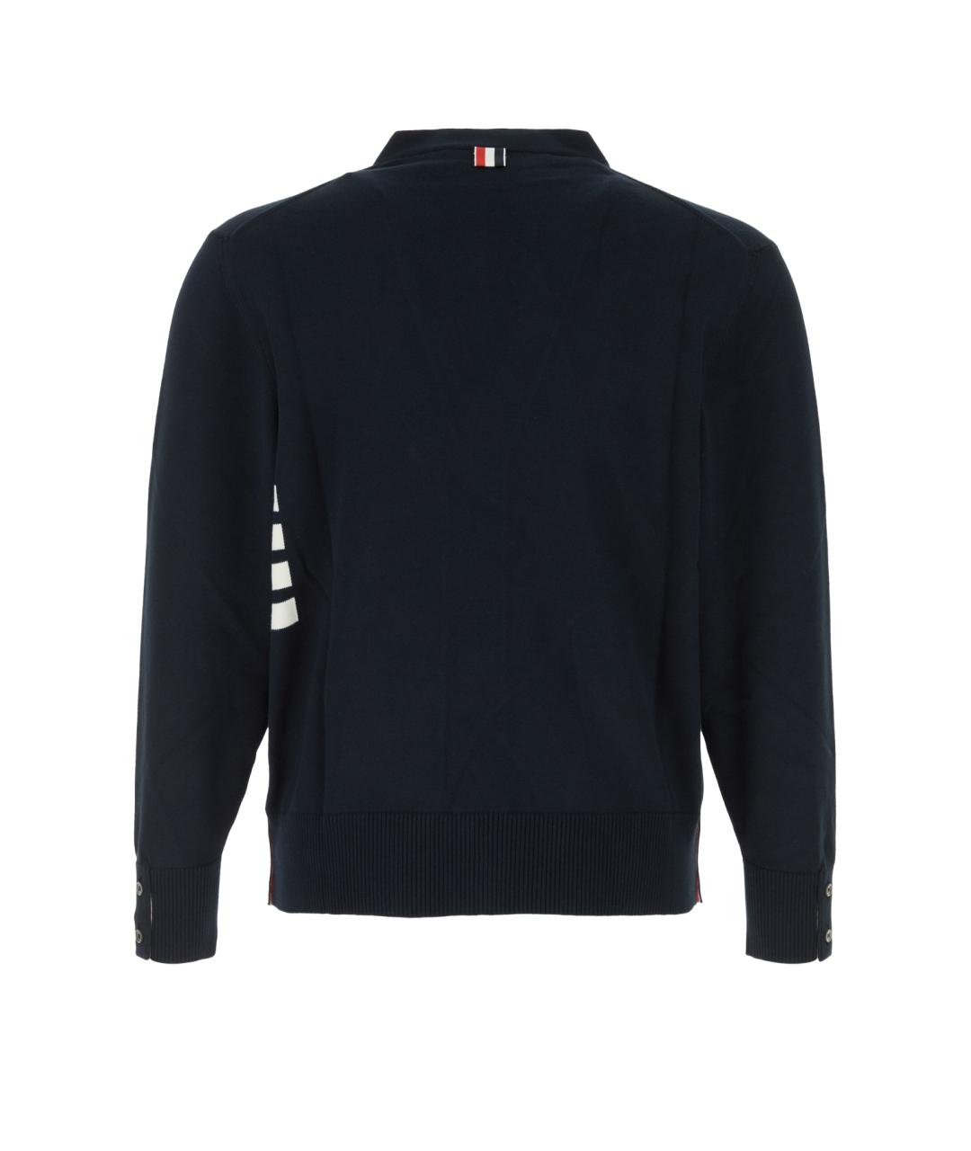 THOM BROWNE Темно-синий хлопковый кардиган, фото 2