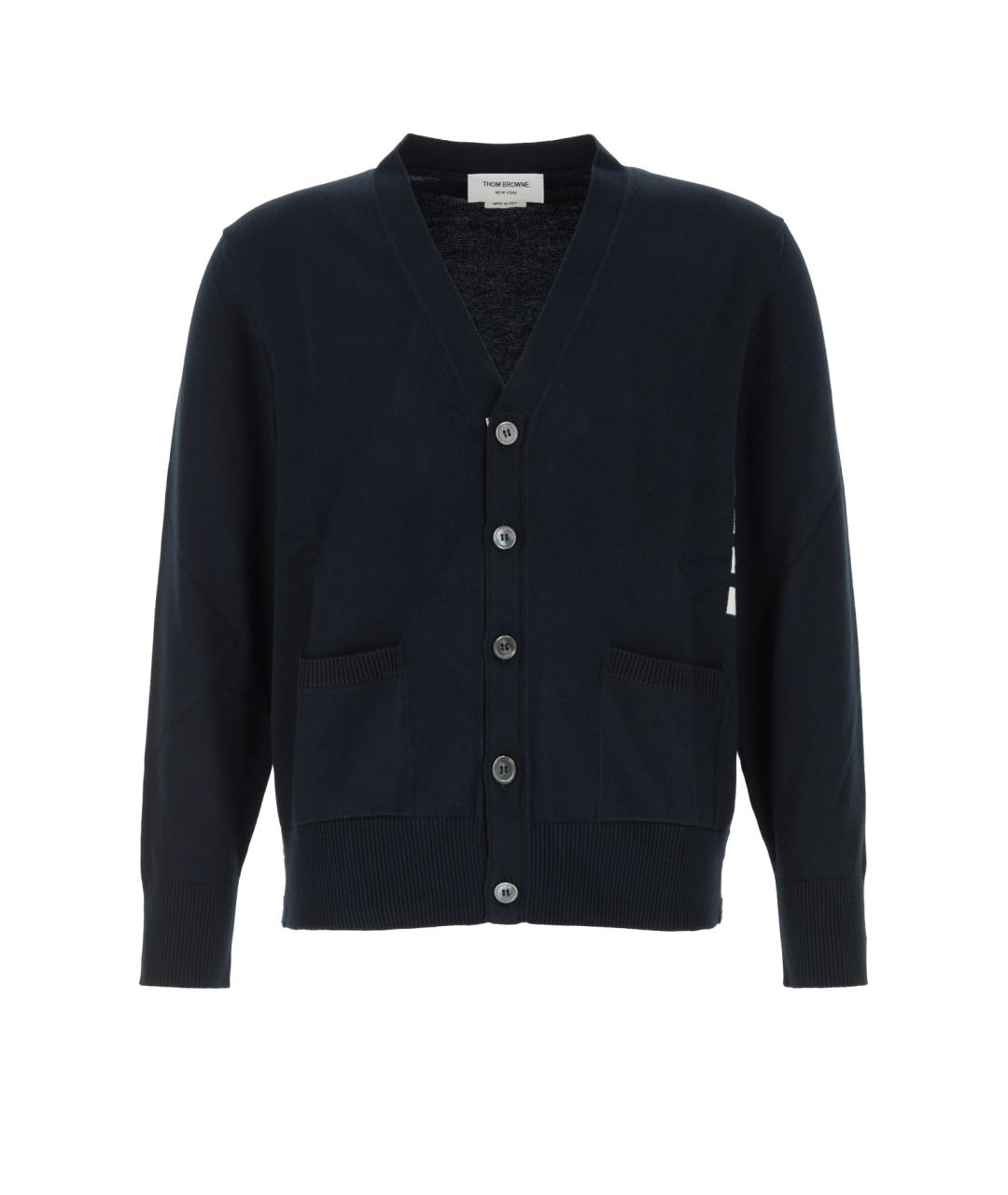 THOM BROWNE Темно-синий хлопковый кардиган, фото 1