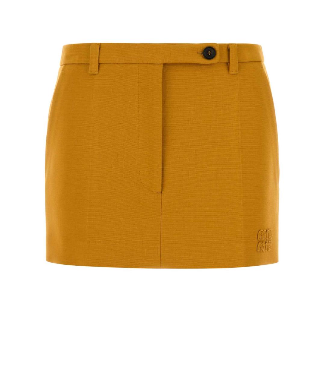 MIU MIU Оранжевая вискозная юбка мини, фото 1