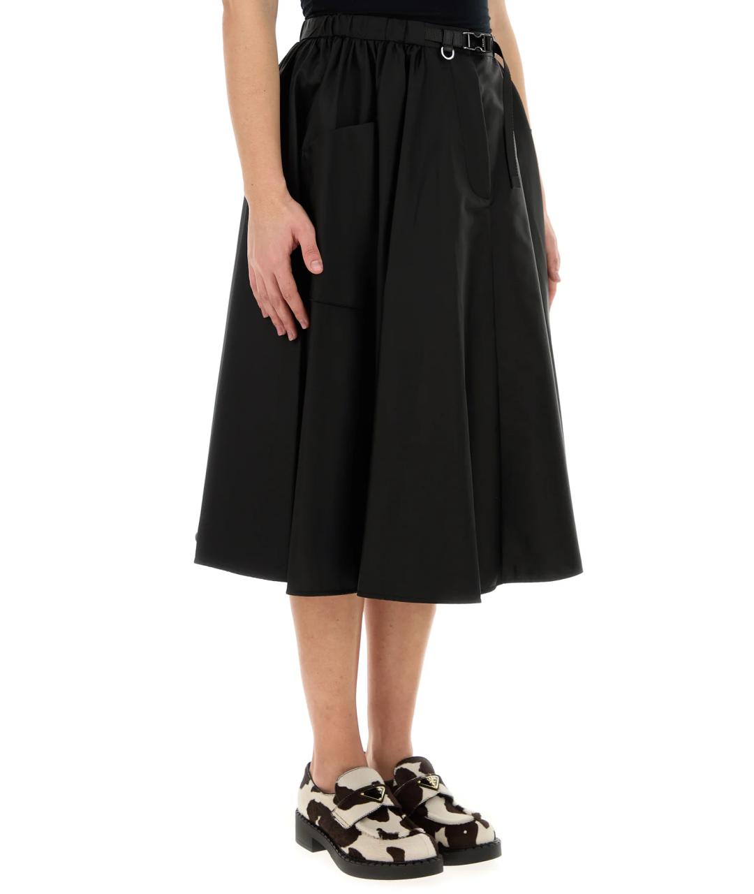 PRADA Черная полиамидовая юбка миди, фото 3