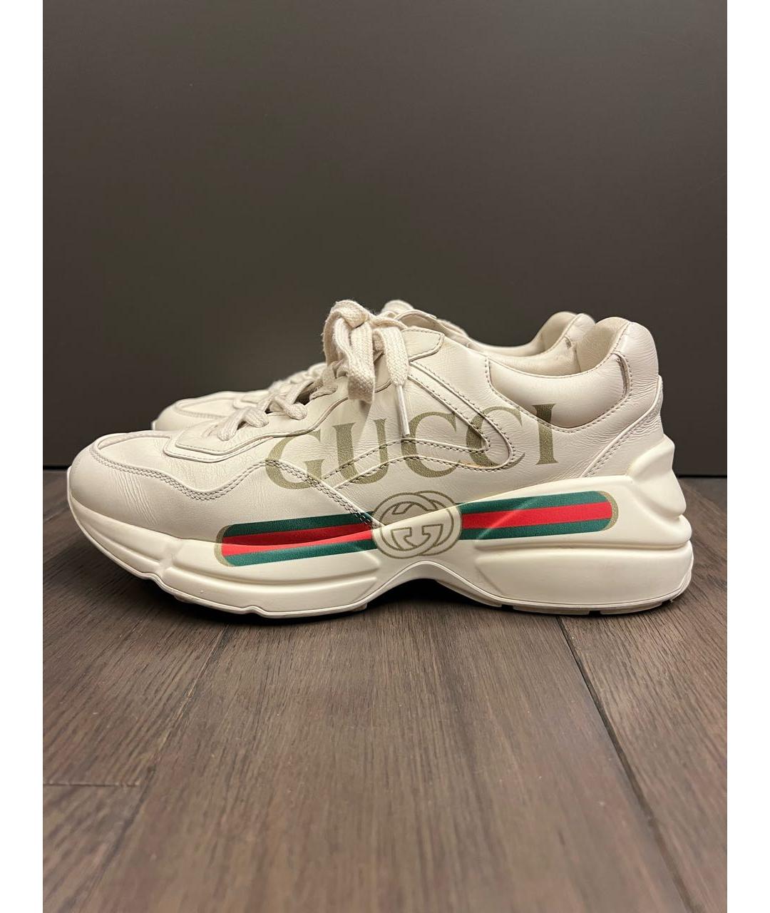 GUCCI Белые кожаные кроссовки, фото 6