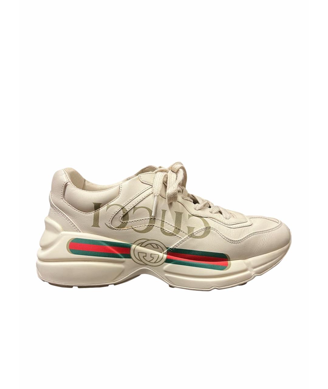 GUCCI Белые кожаные кроссовки, фото 1