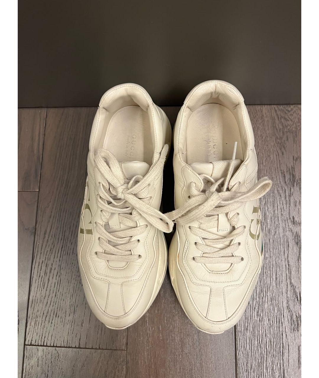 GUCCI Белые кожаные кроссовки, фото 3