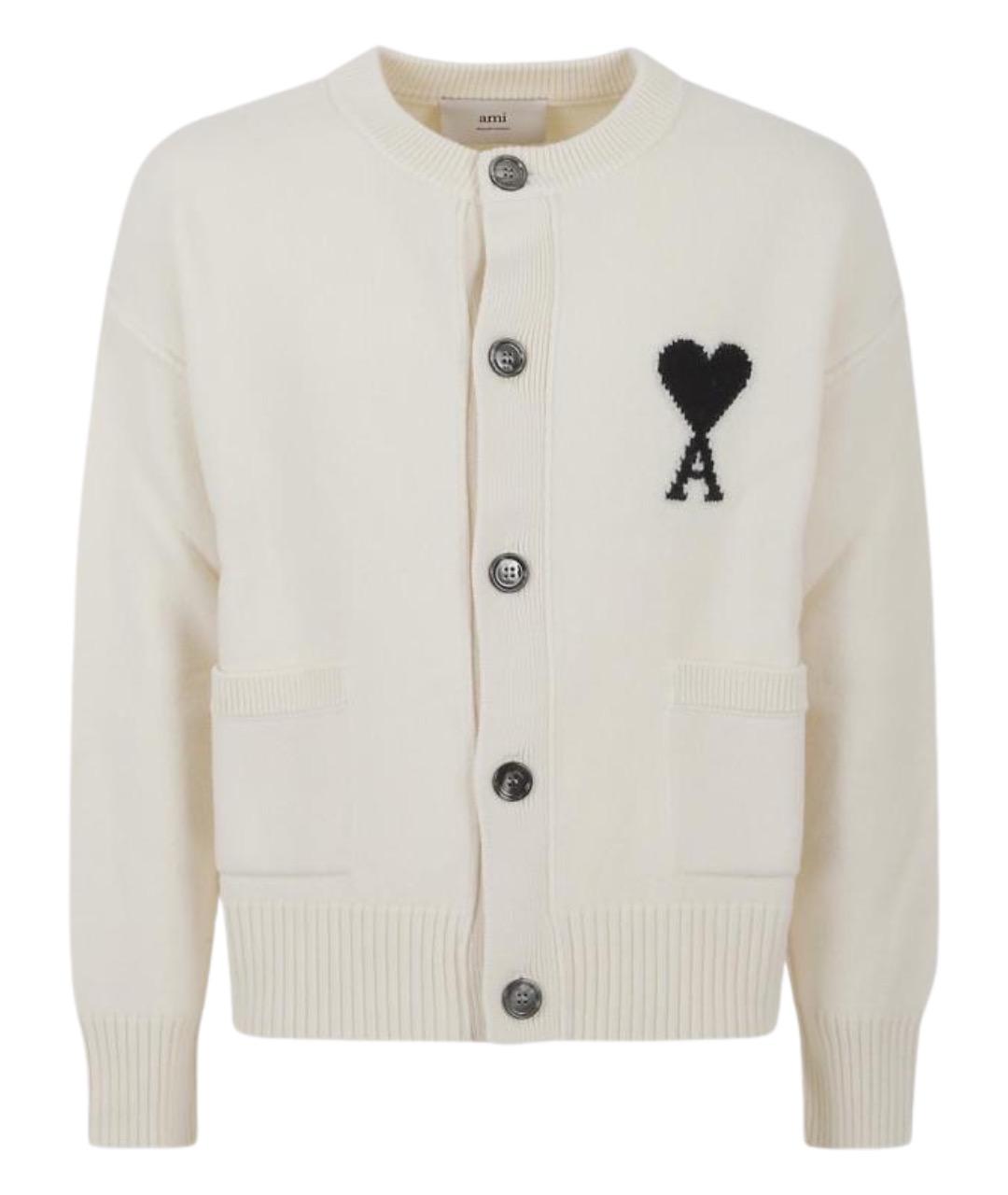 Ami Paris Белый шерстяной кардиган, фото 1