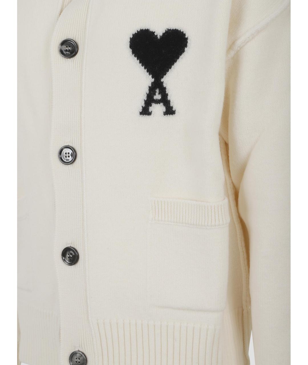 Ami Paris Белый шерстяной кардиган, фото 3