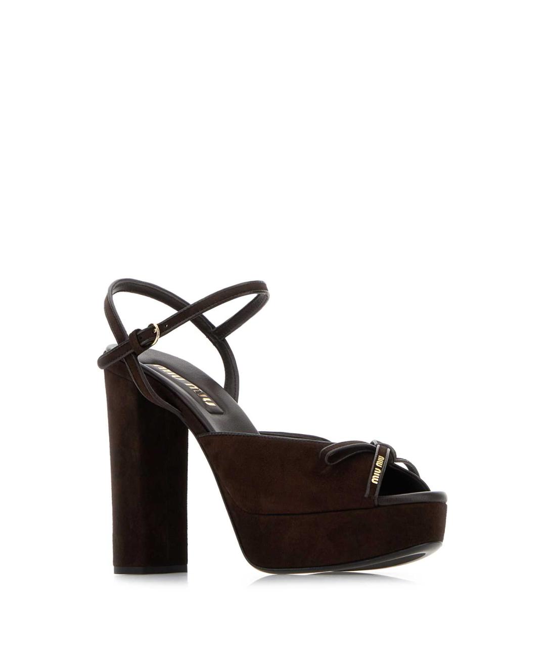 MIU MIU Коричневые замшевые босоножки, фото 2