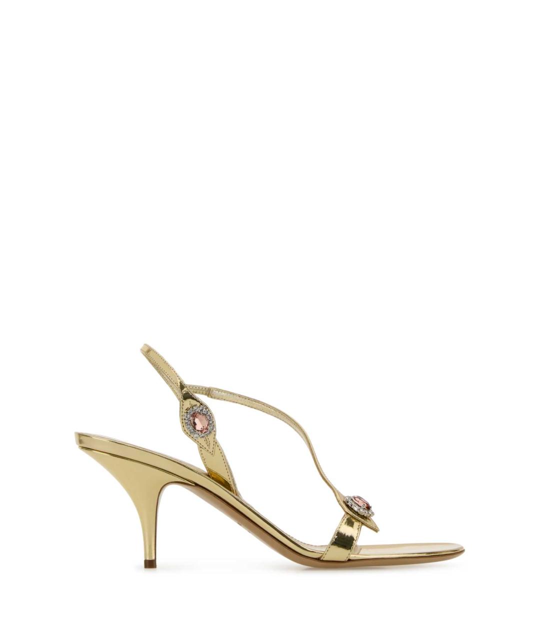 FERRAGAMO Золотые кожаные босоножки, фото 1