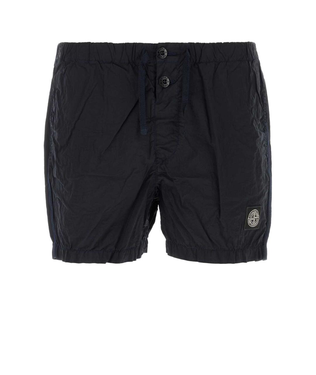 STONE ISLAND Темно-синие полиамидовые шорты, фото 1
