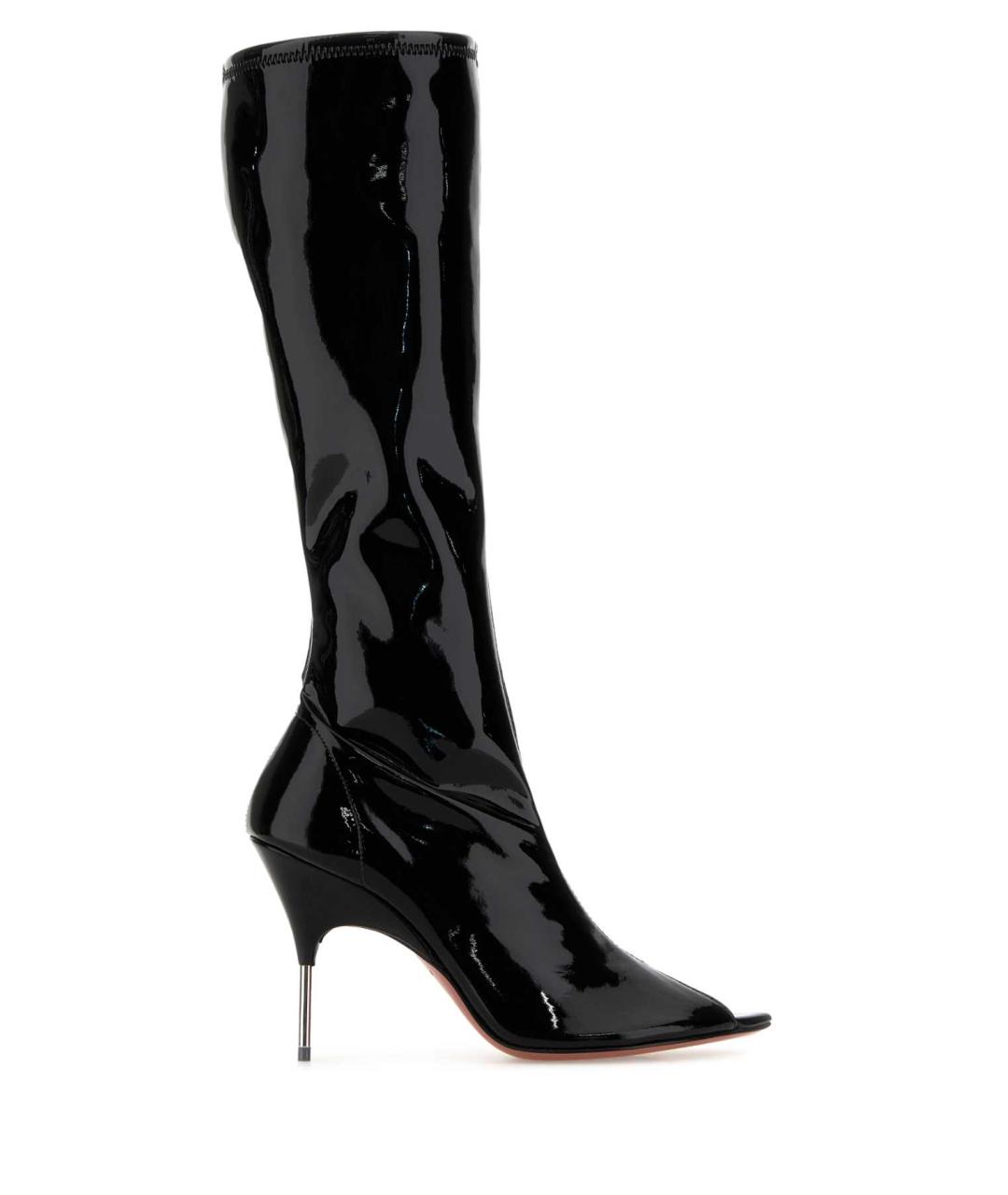 Amina Muaddi Черные кожаные сапоги, фото 1