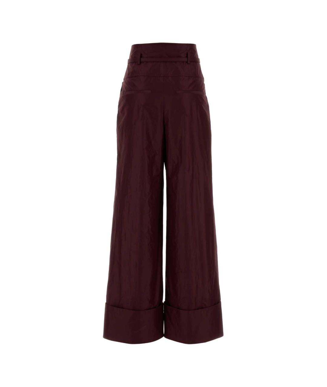 FENDI Бордовые шелковые прямые брюки, фото 2