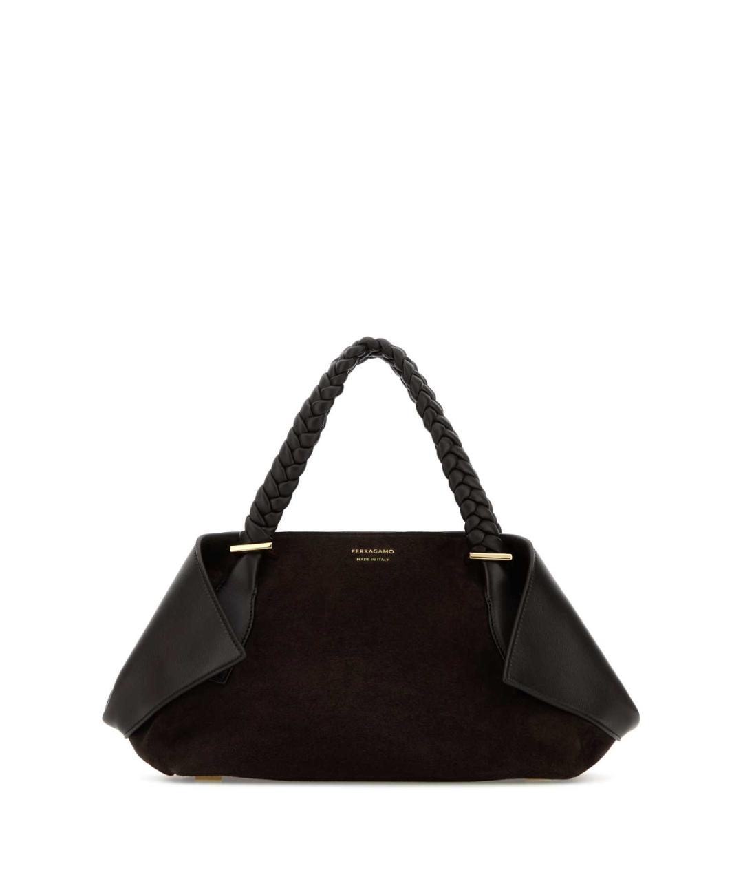 FERRAGAMO Коричневая кожаная сумка с короткими ручками, фото 1