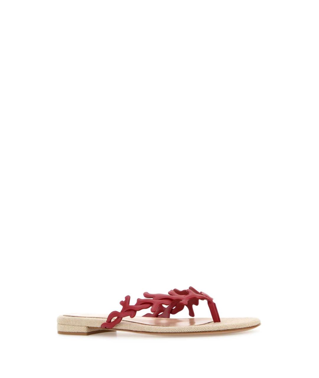 GIANVITO ROSSI Красные кожаные шлепанцы, фото 2