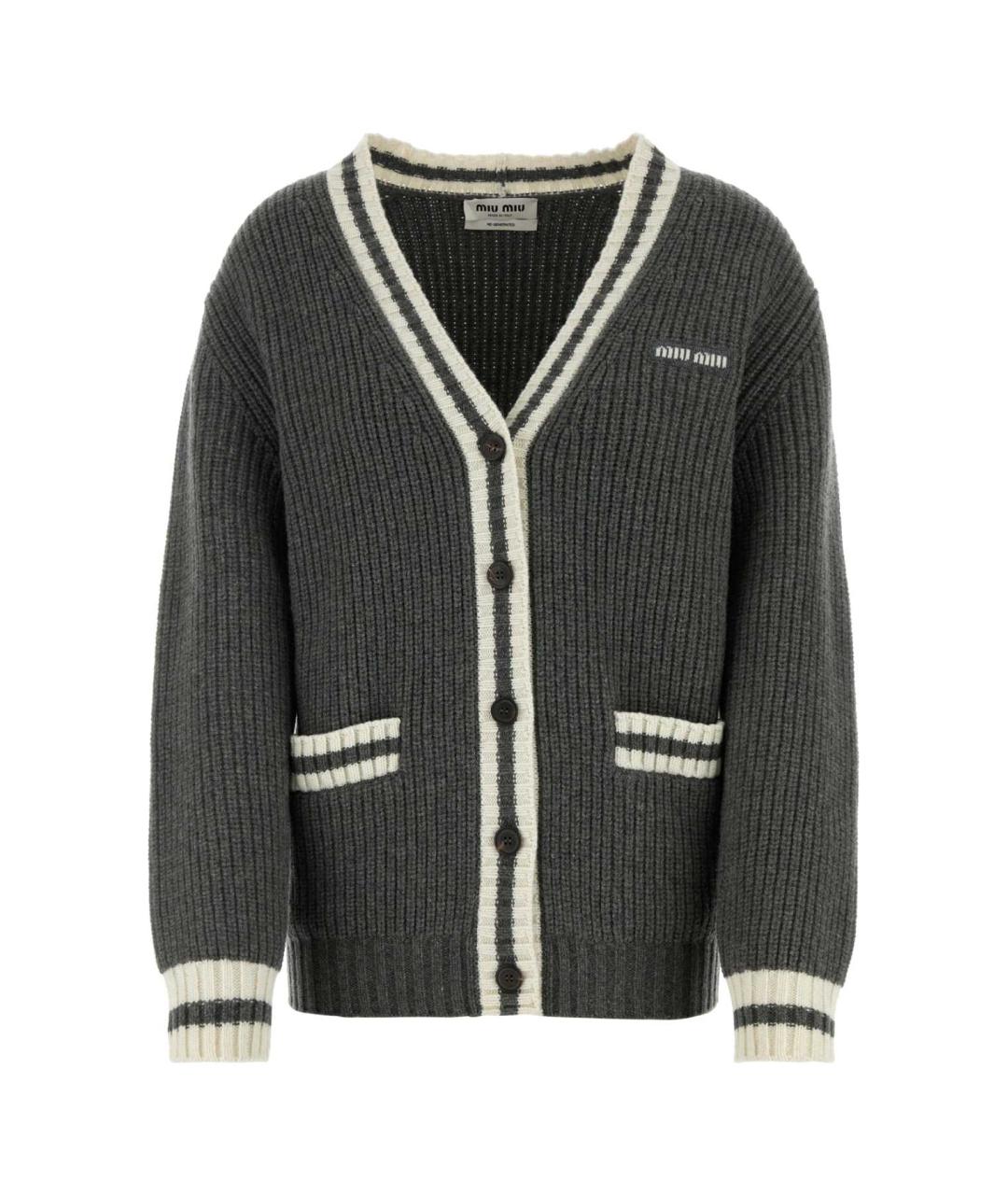 MIU MIU Серый кашемировый кардиган, фото 1